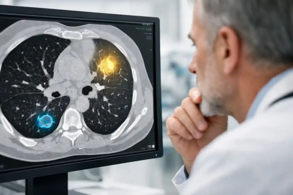AI medical software detecting patterns in radiology scan